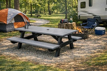 Frog Furnishings Frame Table and Bench Seat Heavy Duty Rectangular Portable Outdoor and Good Base All Weather Backyard Poolside Dining Party Garden Patio Lawn- Gray Slat (6ft.Ada)