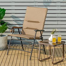 RomildaYuan 2 Piece Patio Upholstered Folding Portable Chair Camping Dining Outdoor Brown