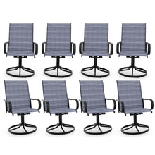 Garvee Patio Swivel Outdoor Dining Chairs Set of 8 with Textilene Mesh Blue