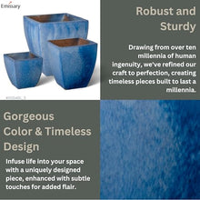 Emissary Square Stoneware Planter Blue 19" x 19" x 21