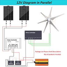 640W Wind Solar Power Complete Kit with 1000W Inverter: 400W Wind Turbine Generator + 2pcs 120W Flexible Solar Panels + Controller + Cables for Off Grid 12V 24V Battery Charging