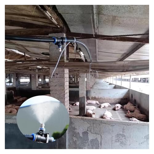 CHZDPP Adjustable Water Output Misting Water Irrigation Equipment, Misting System for Farm/Factory/Construction Site Cooling/Sterilization, Plant Watering Kits(3543inch/90m/295ft)
