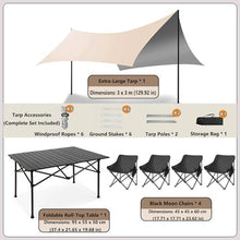 Lshtshf Picnic Folding Table and Bench Set Camping with Canopy Shade Beach Chair for Patio Backyard with Metal Frame(Black,150 x 69 x 50 cm)