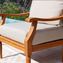Cambridge Casual Venice Teak Wood Patio Bistro Set of 3 with Beige Cushion, Indonesian Teak Wood, Weather-Resistant Patio Furniture Set of 3, Club Chair Set of 2 with Side Table