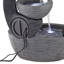 Three Cup 31 1/2" Large Gray LED Cascading Floor Outdoor Indoor Fountain