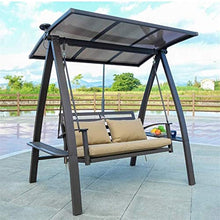 HAOKAZLBR Large Outdoor Porch Swing Garden Patio Swing Chair Porch Swing with Stand Outside Furniture Outdoor Swing Chair, Waterproof Solar Power Supply Thickening Cushion Rocking Chair