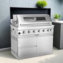 6 Burner Outdoor Kitchen Island with Grill, 85000 BTU Deluxe Stainless Steel Modular Outdoor Kitchen, Gas Propane BBQ Island with Electric Rotisserie, Storage Cabinets & Drawers, 43"W, Silver