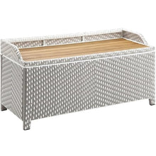 Furniture of America FOA Azur Outdoor Aluminum/Wicker Loveseat + Storage Bench + Trash Can 3PC Set