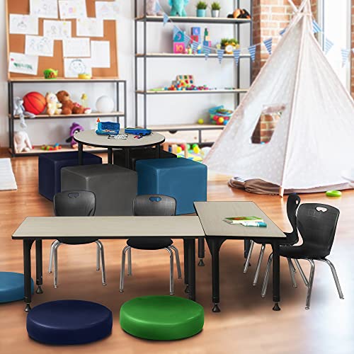 Regency Kee Height Adjustable Classroom Table Set with Two 12" Andy Chairs Maple/Black