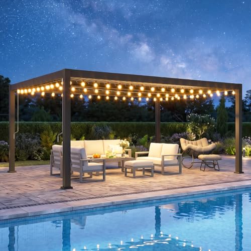 12' x 16' Patio Pergola with Adjustable Roof & Aluminum Frame for Backyard