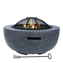 SLGGPJBU Table Top Fire Pit Outdoor BBQ Grill Firepit Bowl Backyard Patio Garden Fireplace Concrete Round and Wood Burning Fire Pit 3 in 1 Fireplace for Bonfire Barbecue, Black