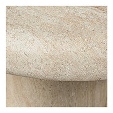 NADAAL STUDIOS Jarek Outdoor Dining Table for 6, Faux Travertine Concrete Finish, Water Transfer Design, Beige