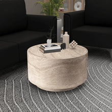 LeisureMod Terra Series Side Table 36" Round Fiberstone Accent Table, Grey Color, Outdoor/Indoor Use, Home, Living Room, Assembled
