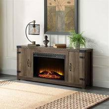Acme Tobias Fireplace in Rustic Oak Finish