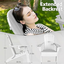 Plawdlik Folding Adirondack Chair Set of 6 with Cup Holder,Wooden Textured,Heavy All-Weather HDPE Comfortable Set Poolside Backyard Lawn,White