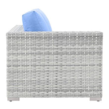 Modway Convene Wicker Rattan Outdoor Patio Right-Arm Loveseat in Light Gray Light Blue