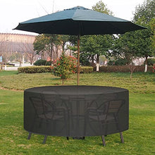 31x32in, Patio Outdoor Table Covers Round, 420D Oxford Fabric Patio Furniture Covers, Outdoor Dining Set Cover, Anti-Fading Cover, for Deck, Lawn (Black 106x43in)