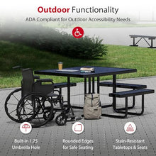 Leisure Craft 46" ADA Square Metal Picnic Table with Bench, Made in USA