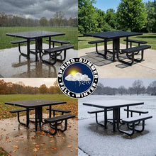 Coated Outdoor Furniture 46In Square Picnic Table, Expanded, Brown, ADA