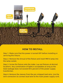 COLOER Solid Brass Landscape Spotlight 12-Pack with 5W LED MR16(101B-Black)