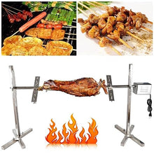 JYXYXSCP Electric Grill Fork, Automatic Rotisserie Kit, Stainless Steel Grill for Outdoor Cooking, Silver