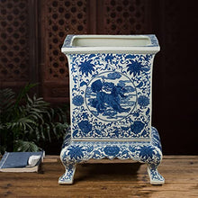 WLBHWL Chinoiserie Blue and White Chinese Porcelain Square Planter Jingdezhen Hand Painted Extra Large Flower Pots Square Porcelain