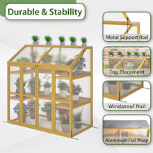KEIKI Wooden Cold Frame Greenhouse, Large Outdoor Polycarbonate Garden Greenhouse Cabinet, Lean-to Green House Cabinet w/ Transparent Openable Top, Adjustable Shelves, Double Door for Outdoor Indoor