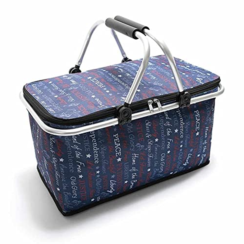 FMOPQ 29L Folding Picnic Camping Basket Insulated Shopping Cooler Home Camping Storage Basket Outdoor Camping Picnic (Color : B) (B)