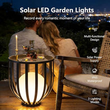 MIUWLXT Outdoor Solar Patio Side Table, 20" Black Round Table Made of Metal