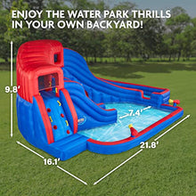 SUNNY & FUN Deluxe Adventure Inflatable Water Slide Park - Climbing Wall, 2 Slides & Splash Pool