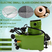ZEEKYFOR Small Glass Edging Machine Electric Portable Glass Edger Straight Round Bevel Edge Trimmer Grinder DIY Glass Corner Grinding Edging Machine with 8 Diamond Wheels