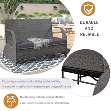 WZONICE98 Convertible Bench Table Outdoor, 57.1" 2-in-1 Outdoor Loveseat Transforms to 4-Seat Folding Picnic Table, HDPE Wicker Iron Frame Portable Patio Furniture for Garden Backyard Lawn, Gray