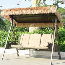2/3-Seat Patio Porch Swing Chair with Adjustable Canopy,Outdoor Porch Swing with Sponge Cushion,Carbon Steel Material,for Garden,Poolside,Lawn(Large)