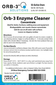Orb-3 A011-000-55G Enzyme Cleaner Concentrate for Pools, 55-Gallon Drum