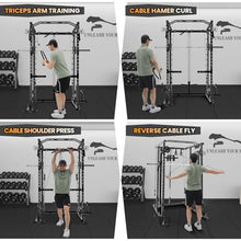 MERXENG Power Cage Multi-Functional Rack with LAT Pulldown Black