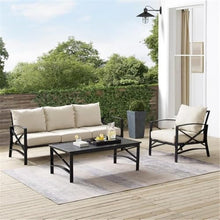 Afuera Living 3-Piece Metal Outdoor Sofa Set, Steel Construction, Oil Rubbed Bronze Finish, Oatmeal Cushions, Includes Sofa, Chair, Coffee Table, Weatherproof Material, Seating for 4, Patio