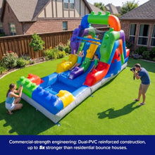 HeroKiddo 13ft Block Party Commercial Inflatable Dual Lane Water Slide