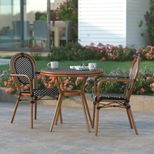 EMMA + OLIVER Black/White Indoor/Outdoor Bistro Table Set with 2 Chairs