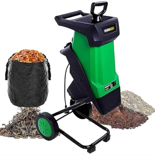 Hiedmeil 2400w Electric Garden Shredder,Leaf Mulcher & Wood Chipper,50l Bag,40mm Cutting,Corded,with Wheels,220v
