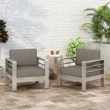 Christopher Knight Home Cape Coral Outdoor Aluminum Club Chairs with Water Resistant Cushions, Khaki (Pack of 2)