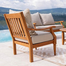 Cambridge Casual Venice Outdoor Club Chair, Teak Wood Patio Club Chair with Cushion, Deep Seating Outdoor Lounge Chair with Backrest Pillow & Removable Cover for Balcony, Patio, Sunroom