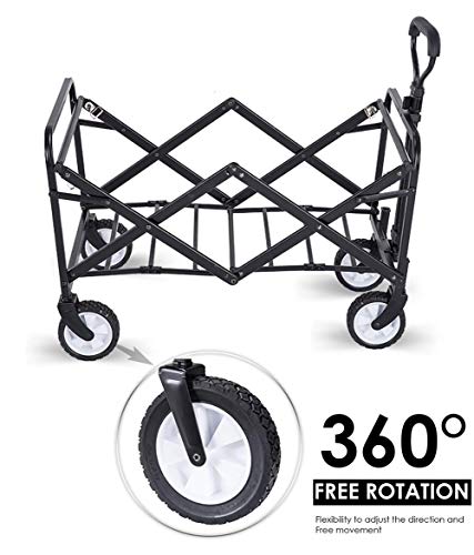 5sssallefaa Folding Wagon Portable Garden Cart 60kg Capacity Collapsible Gray