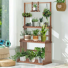 MIIKHI Plant Stand 3-Tier Hanging Wood Plant Stand Planter Shelves Flower Pot Organizer Rack Multiple Display Holder Shelf Indoor Outdoor Flower Stand