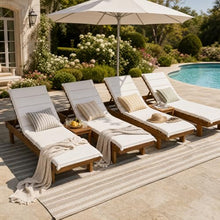 Merax Patio Chaise Lounge Chair with Water-Resistant Cushion Set of 4, 77'' Acacia Wood Adjustable Reclining Chaise Lounger with 3-Positions Backrest for Poolside, Deck, 400 lbs Capacity, Teak+ Beige