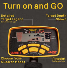 Garrett ACE 250 Metal Detector Bundle – Electronic Pinpointing, 5 Search Modes, Accept/Reject Discrimination, Depth Indicator, Includes Carry Bag