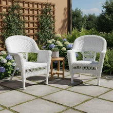 Jeco Wicker Patio Chairs - Set of 2 Outdoor Resin Wicker Chairs White