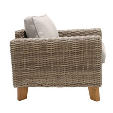 Armen Living Bahamas Outdoor Wicker & Teak Wood Lounge Chair Natural Taupe Beige