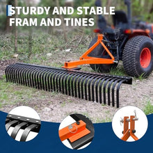 Garvee 6 FT Landscape Rake for Tractors,3 Point Rock Rake with Steel Tines