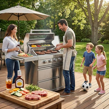 46" Outdoor Kitchen Island with Side Burner, 4-Burner 75,300 BTU Propane Gas BBQ Island with Rotisserie, Side Prep Shelf, Storage Drawers, LP/NG Convertible, for Backyard and Patio Cooking, Silver