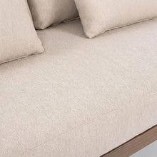 Outdoor Escape Beige Fabric Upholstered 65-Inch Outdoor Patio Loveseat, Cushioned Seat, Contemporary Style, Durable Construction for Outdoor Living